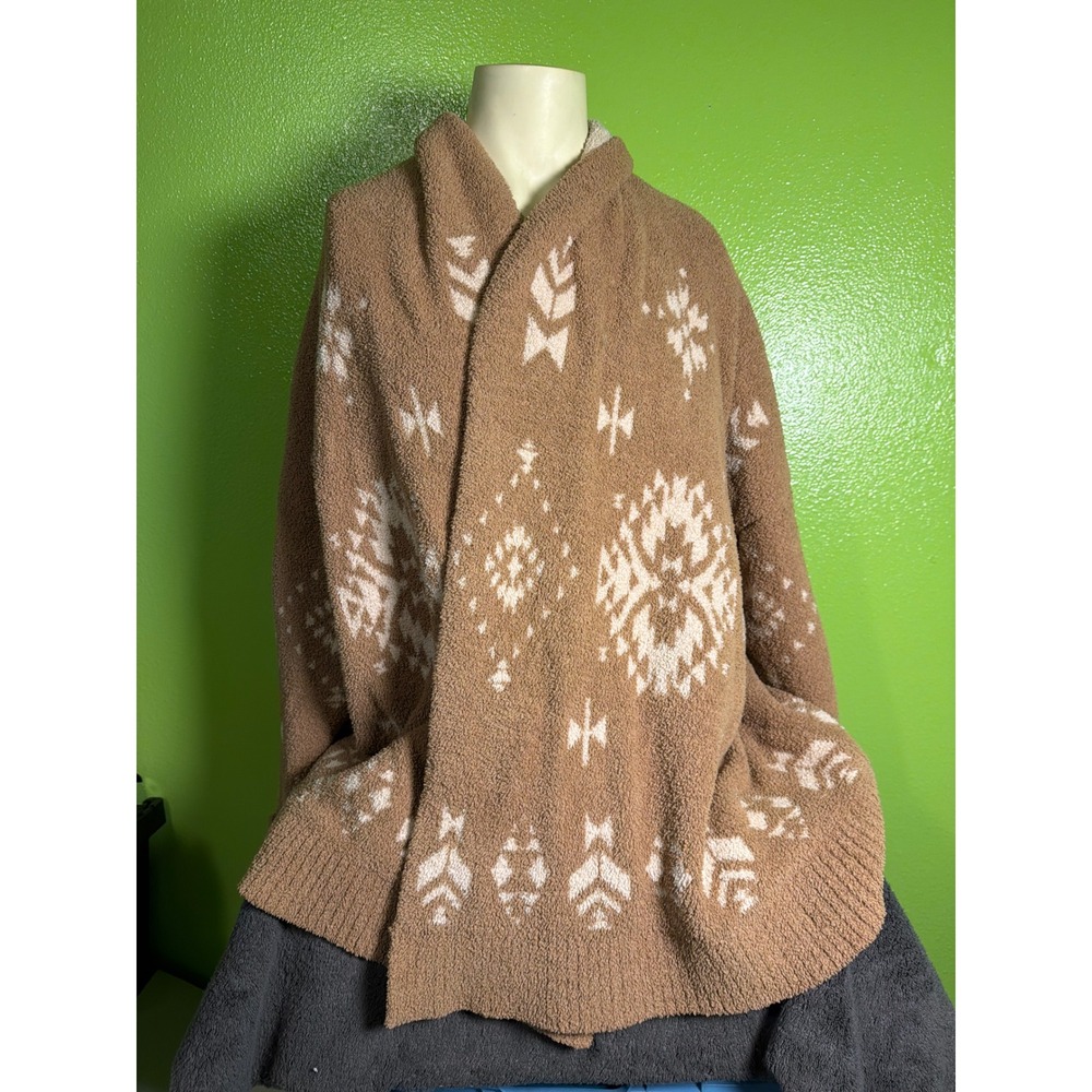 Knox Rose Women 2X Brown Southwestern Popcorn Knit Open Front Cardigan Sweater